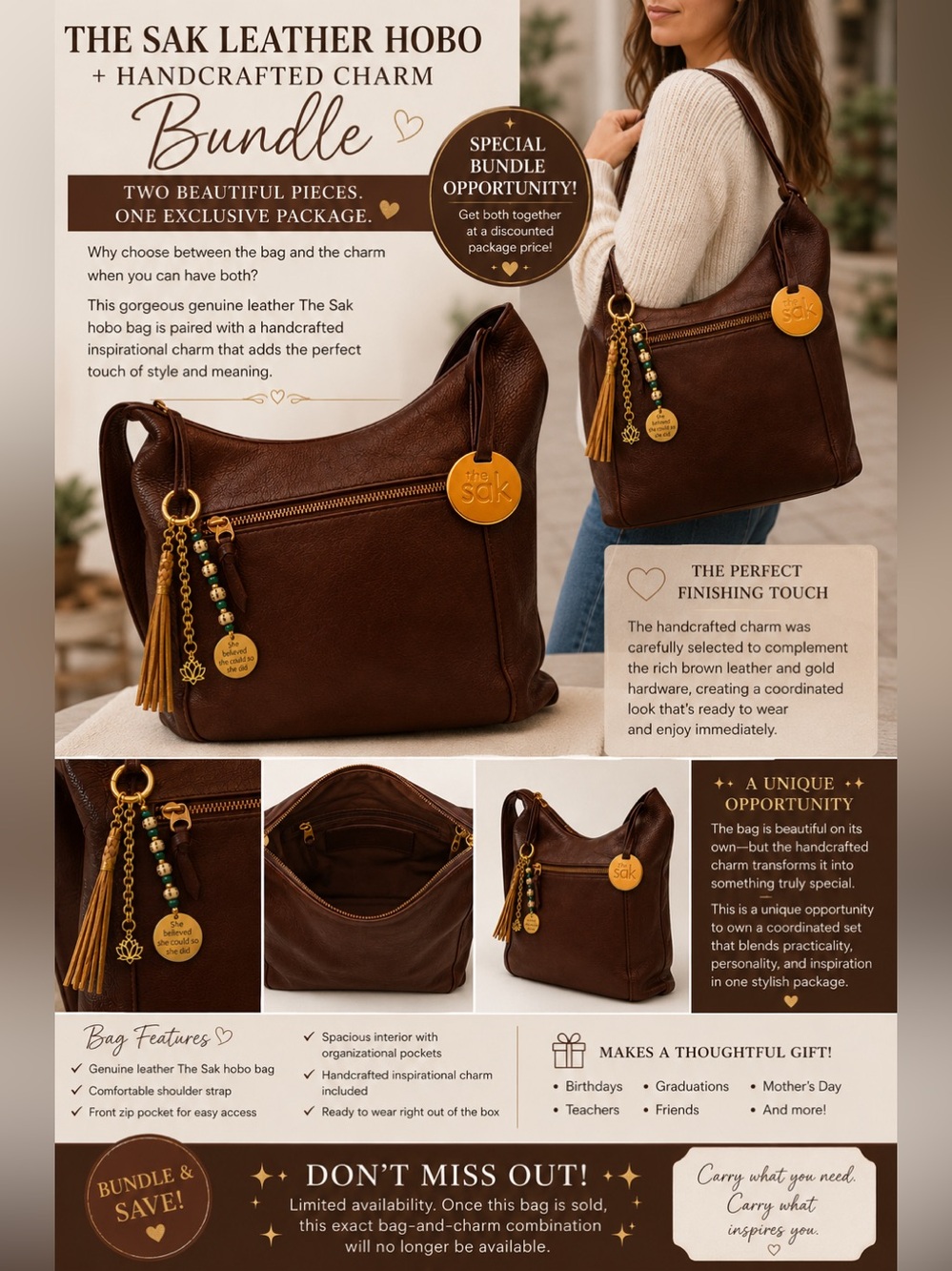 The Sak Leather Hobo w/Handcrafted Charm Bundle ✨👜 - Picture 2 of 5